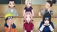 Sasuke seating next to his future teammates.