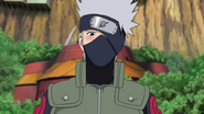 Kakashi blushes after the two genin teams that he failed during the bell test; have learn a valuable lesson from him.