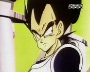 Vegeta ignores Krillin complaining about the armor suit