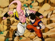 Gohan battles Super Buu after he absorbs Gotenks and Piccolo