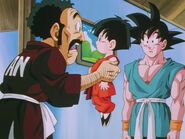 Pan tells Grandpa Hercule that she is fighting in the tournament