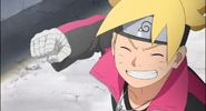 Boruto about to bump fists with his father.