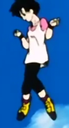 Videl with short hair and black capris in the episode Gather for the Tournament