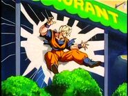 Future Gohan is slammed into a window by Future 18.