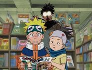 But Naruto and Konohamaru are caught by the book store owner.