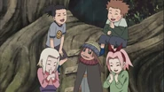 Choji and the others laugh after Yota admits that he did put flowers in Sasuke's bag.