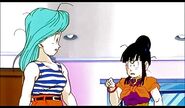 Chi Chi and Bulma aguring each other