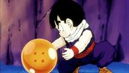 Gohan hides the Four-Star ball from Vegeta before going to meet him