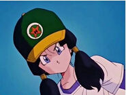 Videl see Gohan about to get hit by Sharpner throw a baseball