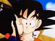 Chi-Chi's first kiss with Goku.