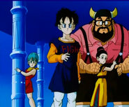 Videl with everybody on the Lookout front of Super Buu knows her father