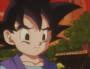 Goku Jr. gets sad after thinking about Puck, when grandpa Goku tells him that he is brave because he is his grandson.