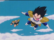 Vegeta and Nappa flying in the sky to find Z Fighters