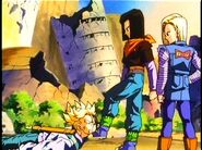 Future Trunks being examined by the androids.