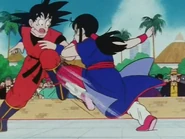 Chi-Chi charges at Goku