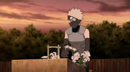 Kakashi reveals to Rin at her grave that Minato's son, Uzumaki Naruto, would be born.