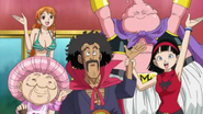 Buu with Hercule and Videl