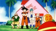 Bulma and her friends talking about Gohan