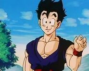 Gohan says goodbye to Videl and asked her about her short hairstyle