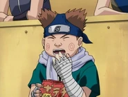 Choji learns that he is on the same team as Shikamaru and Ino.