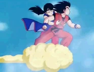 Chi-Chi stands up on Flying Nimbus