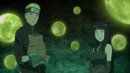 Hinata and Naruto looking at Hanabi as she calls out to them