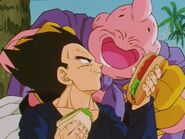 Vegeta gives Buu a sandwich