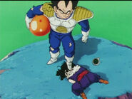 Vegeta step on Gohan's head for being too gentler than his father and shyness like his mother