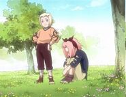 Sakura sits on the grass as Ino suggested that they should head back with the other classmates.