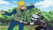 Minato battling Kakashi.