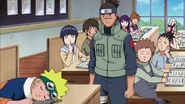 Choji wonders if Iruka will scold Naruto for sleeping in class.