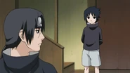 Sasuke asking Itachi if he can teach him the shuriken technique on the day; that the whole Uchiha clan would be murder.