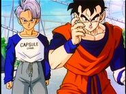 Future Gohan tells Trunks to stay out of the fight, while he will battle the androids.