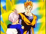 Future Gohan lies to Trunks by saying he can help him battle the androids.