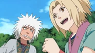 Tsunade admires Orochimaru's skills.