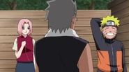 Sakura tries not to show her burden about losing Sasuke in front of Tazuna.