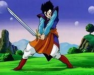 Gohan trains with the Z Sword on the Supreme Kai Planet