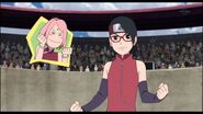 Sarada after she wins her match.