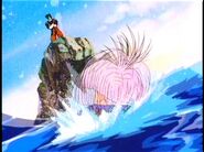 Future Gohan tells Trunks to swim back up to their location.