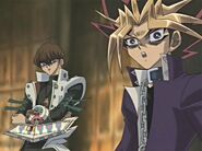 Yami Yugi sees knight versions of Yugi, Joey, Pegasus and Mai