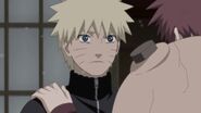 Naruto being told by Gaara to do what is right as Sasuke's friend.