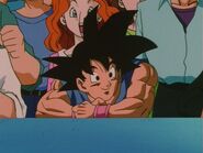 Goku watching his grandson's match against Vegeta Jr.