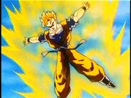 Future Gohan uses his super saiyan form against the androids.