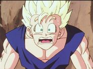 Gohan's reaction when Goten turns into a super saiyan