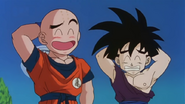 Kuririn is embarrassed after Gohan exposed his love to 18