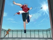 Sakura decides to stop her teammates fight.