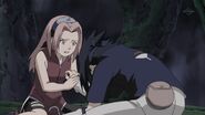 Sakura worrying about Sasuke after he gets the curse heaven seal from Orochimaru.