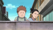 Choji and Shikamaru hearing Hibachi's conversation with Naruto.
