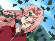 Sakura being place under a genjutsu by Kakashi.