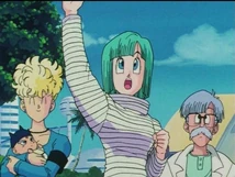 Bulma bids farewell to her son.